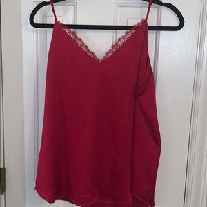 Express magenta lace tank top size Large